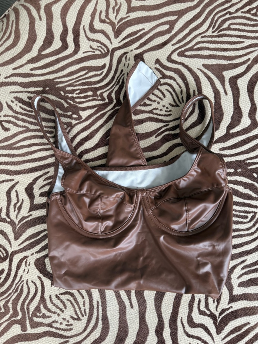 Brown Faux Leather Bodysuit
